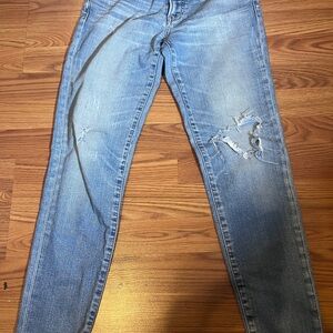 Moussy Vintage Distressed Ripped Jeans Women’s Size 27 Blue Denim Straight Leg
